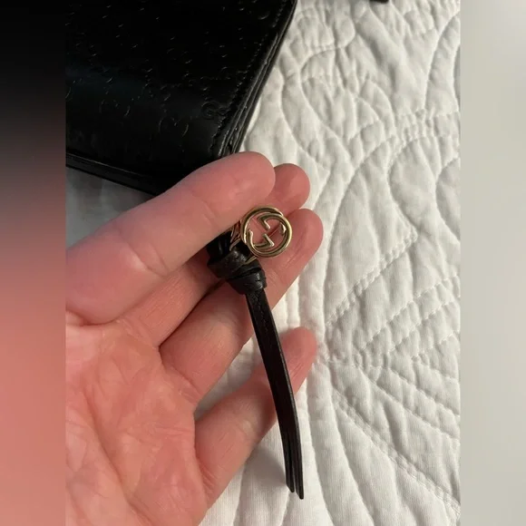 GUCCI Micro Guccissima GG Pattern Long Bifold Wallet Leather Black Gold - Picture 8 of 16